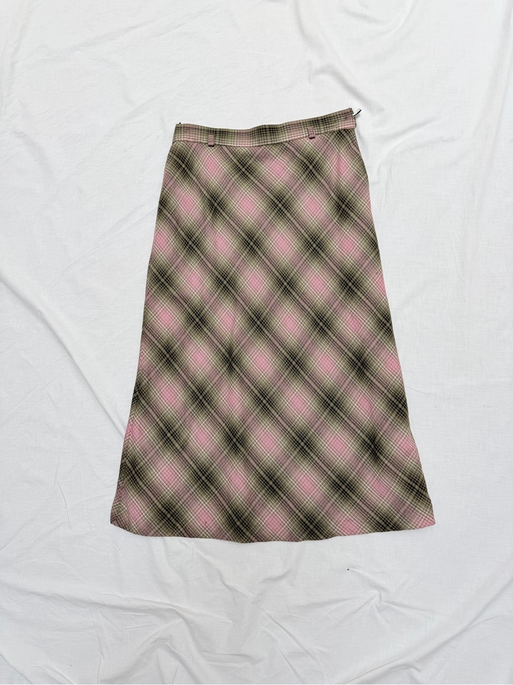 Pink and Green Plaid A-Line Skirt
